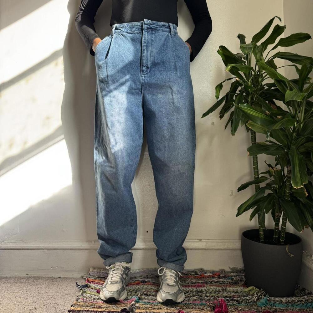 blue denim high waisted baggy jeans waist‎ 28" - Picture 3 of 5
